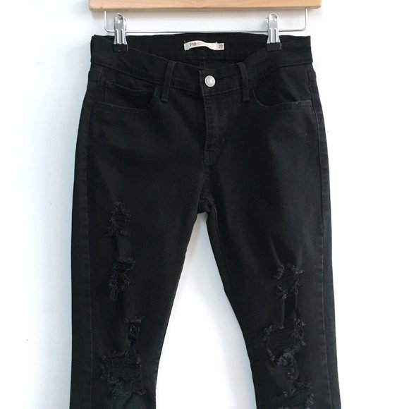 Levi's 710 Super Skinny Destroy - Black - Picture 2 of 7